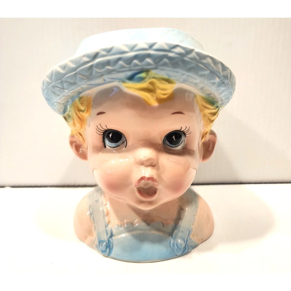 E O Brody Company Little Boy Head Planter Vase Vintage A- 1543